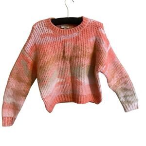 Studio B by Bobeau Sunrise Pink Tan Crewneck Cozy Ribbed Sweater Size L